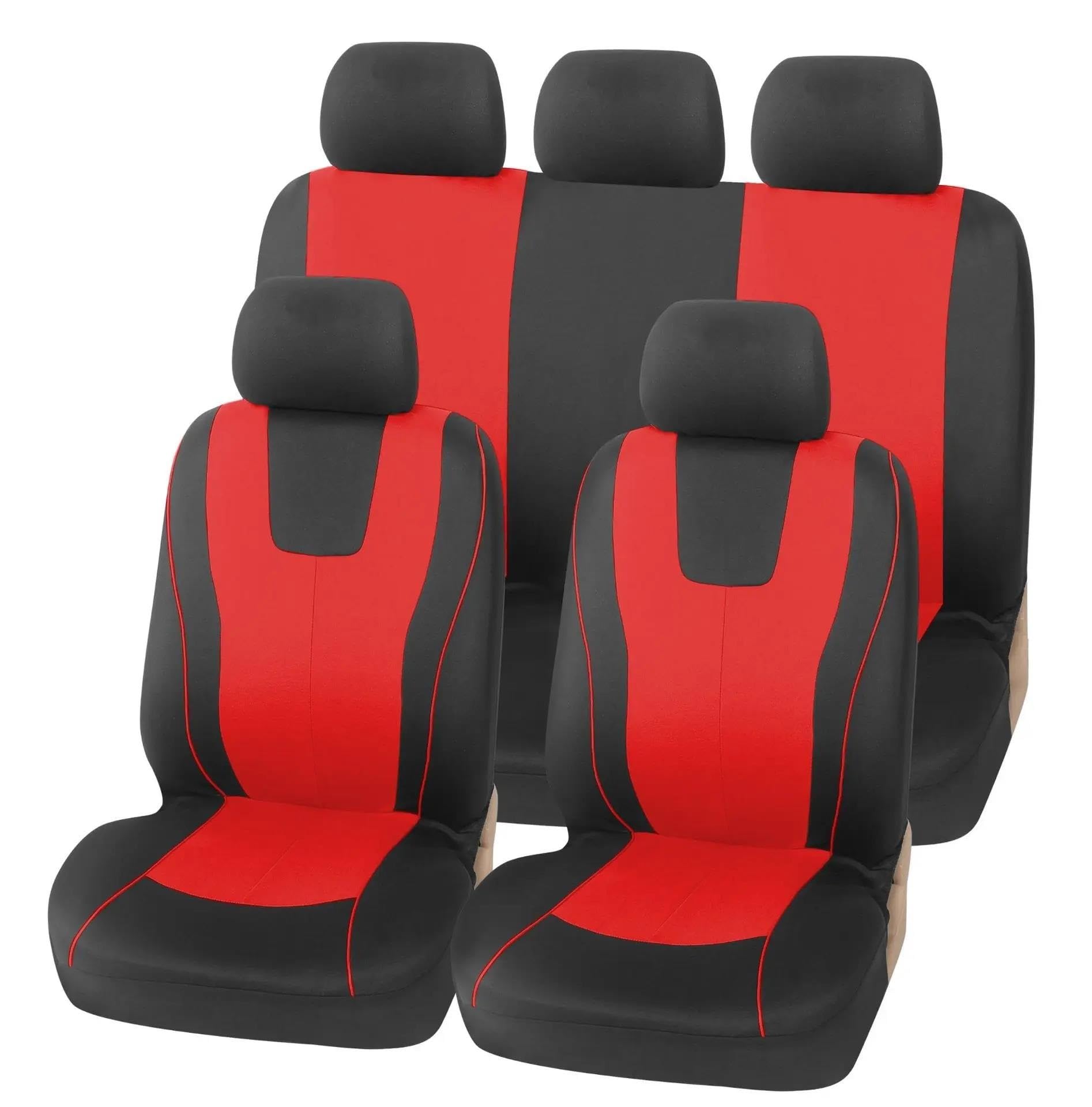 Car Accessories Car Seat Covers Cushion Polyester Front Full Set Accessories For Chevy For Aveo T200 Waterproof(Red Full Set)
