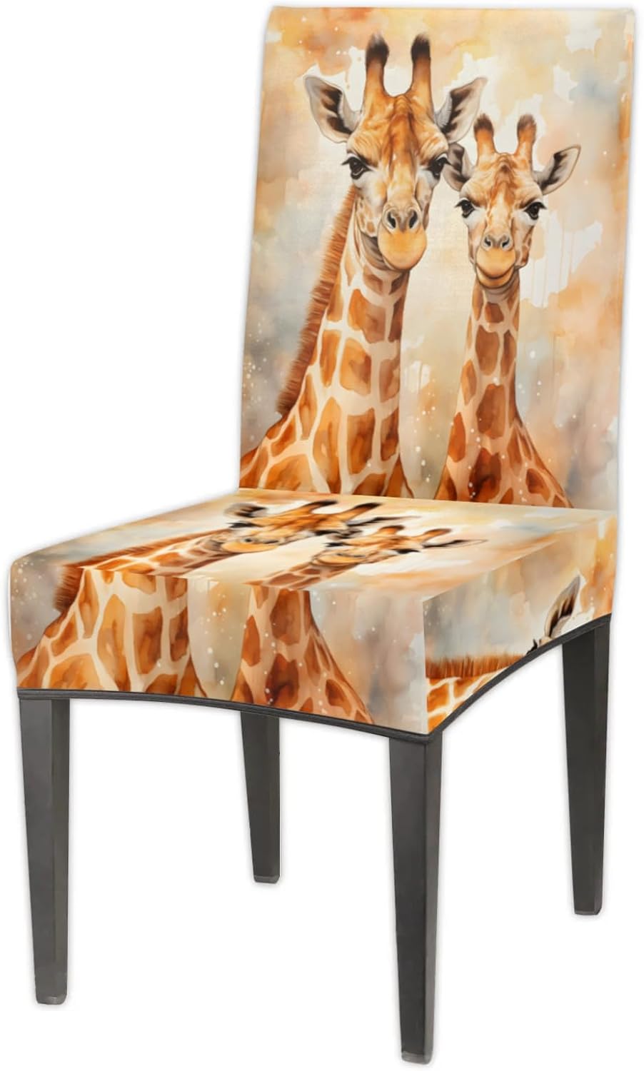 QsirBC Giraffes Watercolor Stretch Dining Room Chair Covers Set of 4 Chair Slipcovers Removable Washable Kitchen Seat Covers Chair Protectors for Hotel Party Wedding
