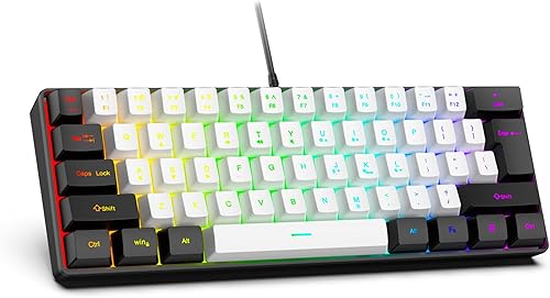 Teclado compacto RGB para juegos de 61 teclas, diseño del 60%, compatible con USB-A y tipo C, teclas de membrana ergonómicas, retroiluminación de 8