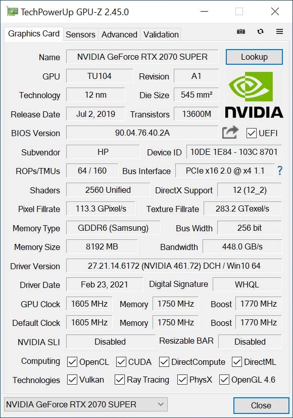 動作確認済】RTX 2070 8GB（OEM / PC Partner製）