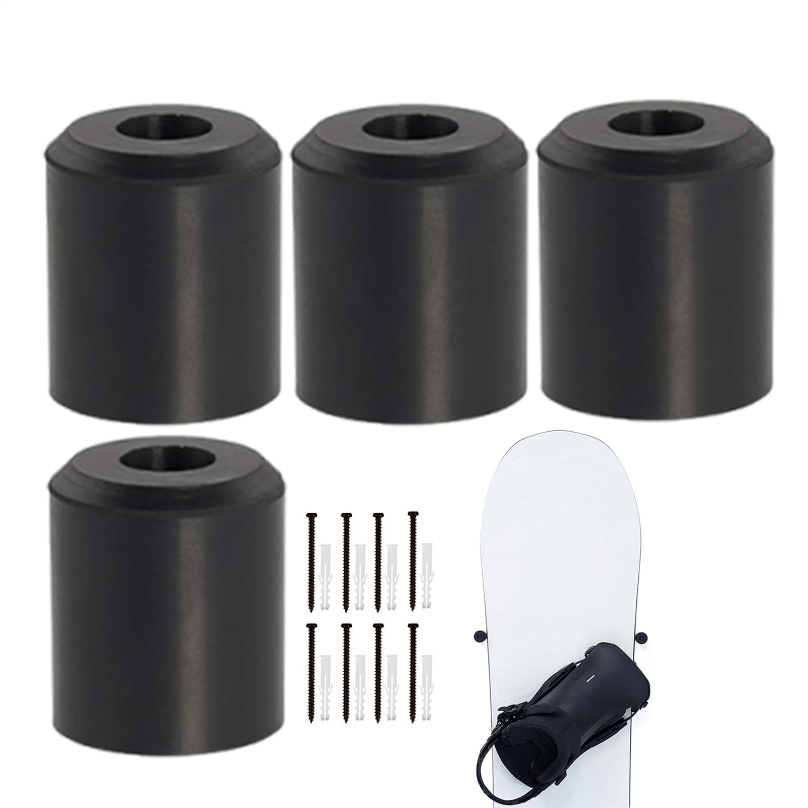 Soporte de pared genérico para Snowboard – Organizador flotante sin daños, juego de 4 ganchos para tabla de nieve | Equipo para garaje interior, a dormitorio, salón, snowboarders