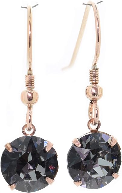 .pewterhooter® Women's London Collection - Drop Earrings  925 Sterling Silver with sparkling Black Diamond Crystal  Gift Box