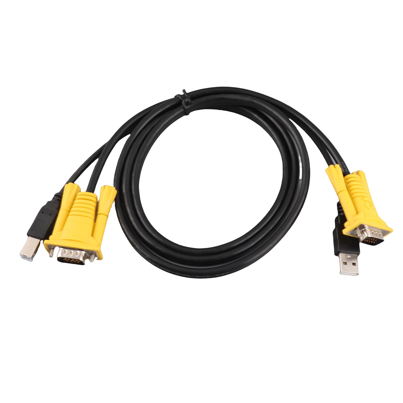 Câble KVM USB Pratique de 1,5 M avec Connecteurs VGA et USB, Idéal pour la Connexion PC, Matériau PVC, Indispensable pour Les Utilisateurs de Commutateurs KVM