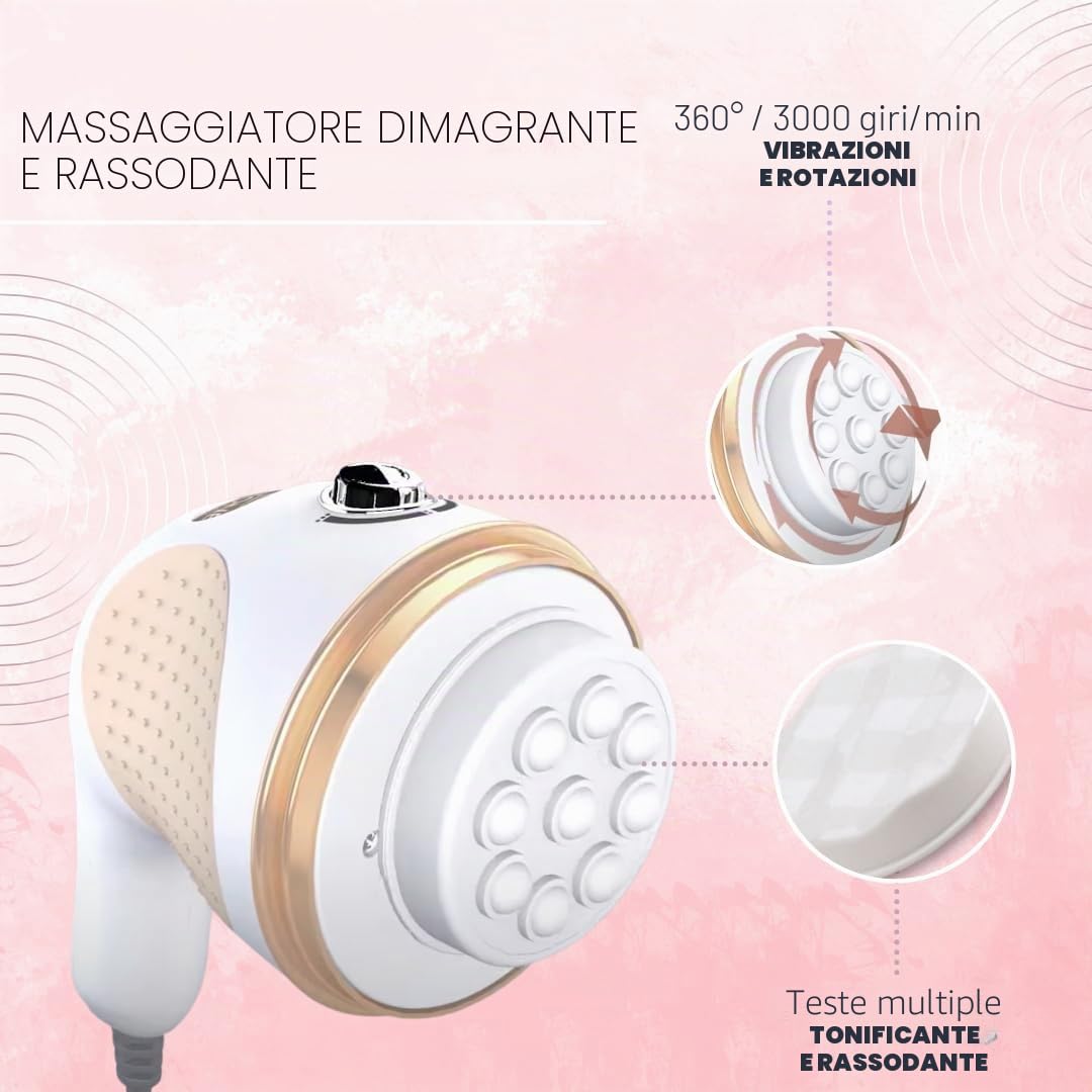 VELFORM Vibraluxe Pro - Massaggiatore anticellulite elettrico + 6 lime extra, 3000 giri/min, massaggio anticellulite dimagrante, pelle più soda, tonificante, rilassa, versatile, rilascia tensione, 3