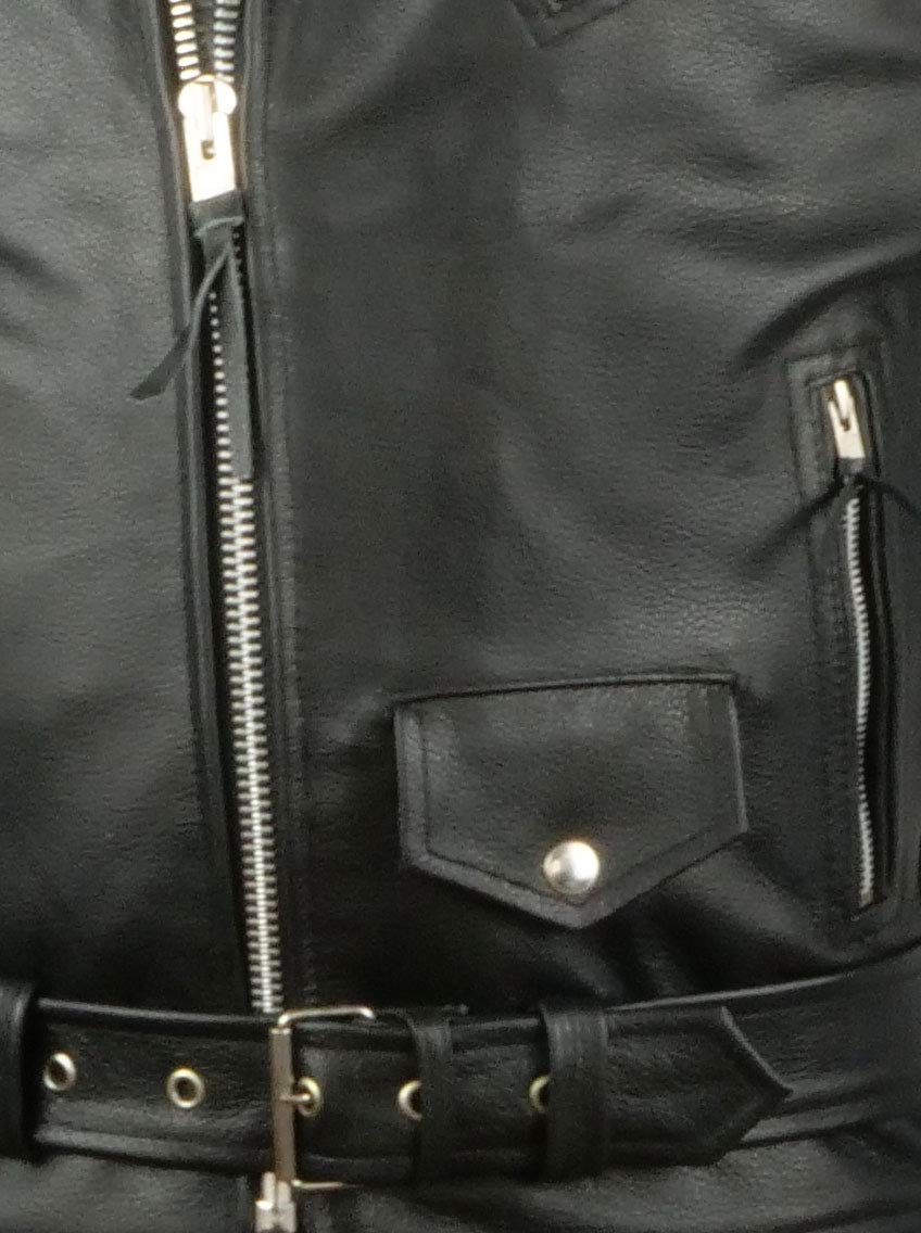 IGUANA CUSTOM CLOTHES Chaqueta Cruzada para Hombre de autentico Cuero de Vaca de Estilo rockero, Punk o Motero con cinturón y Forro, un Estilo clásico Que Nunca Pasa de Moda. (XS)
