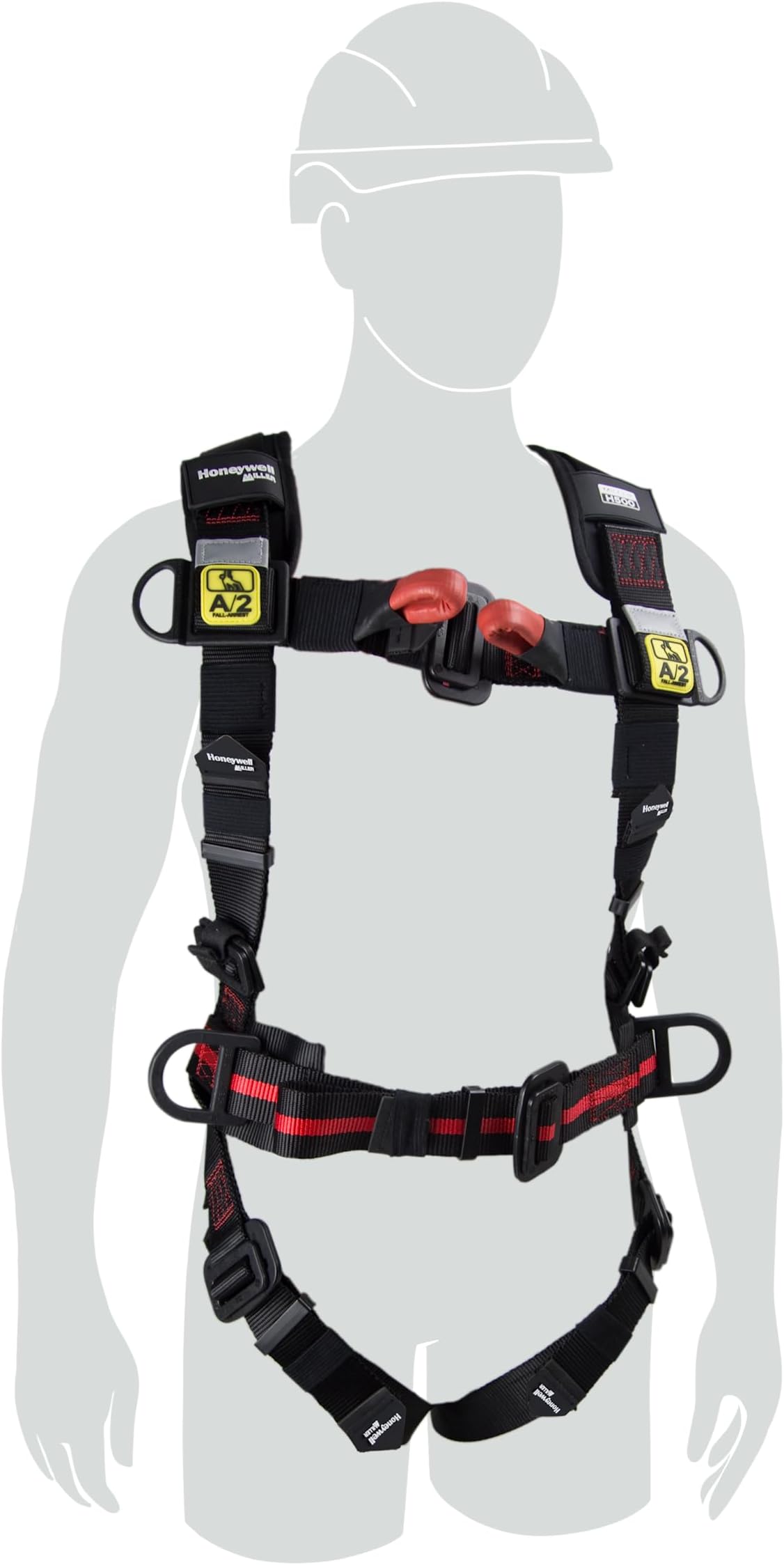 Miller H500 Arc Flash Safety Harness, Suitable for Rail/Telecom/Utilities, Lightweight, Thick Waist Belt, Dielectric Back and Side D-Rings, Protected Label Pouch, Size 1, FPXARCM-HSEU