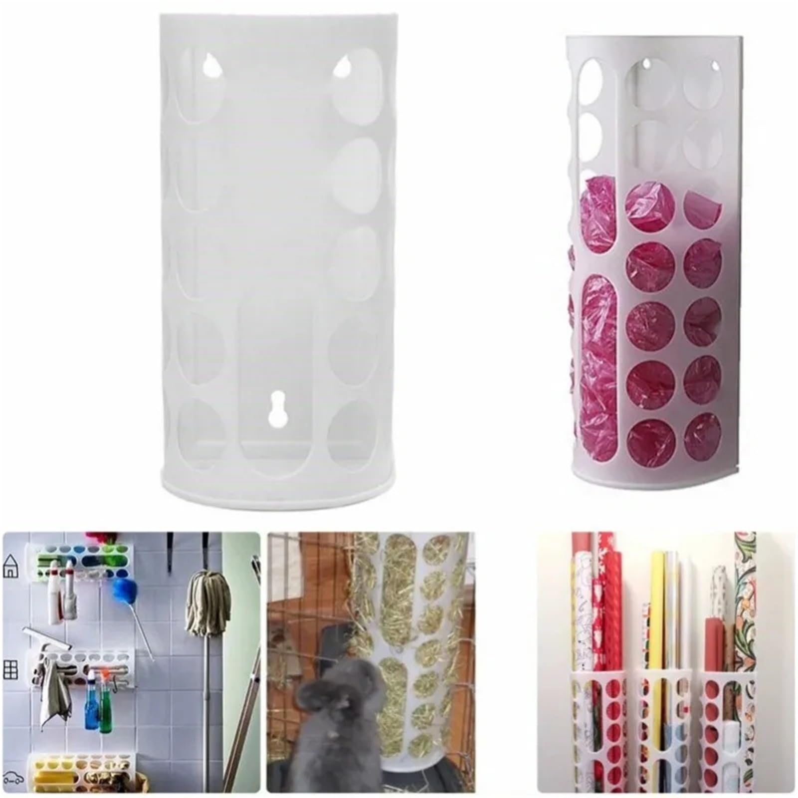 Organizador De Bolsas De Basura Dispensador de bolsas de montaje en pared, soporte de almacenamiento de comestibles, caja de soporte for almacenamiento de basura de gran capacidad, cocina reutilizable