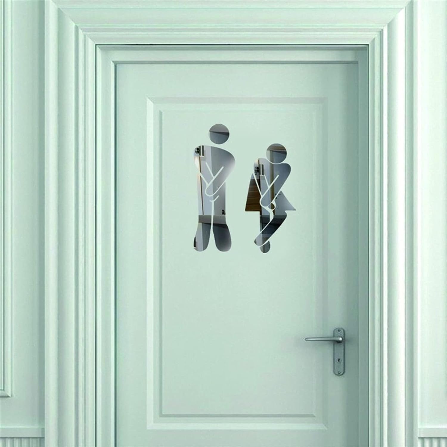 Funky Goods Crossed Legs Funny Bathroom Toilet Restroom Door Accessories Symbol Sign, for Home Office and Work (White Golden)