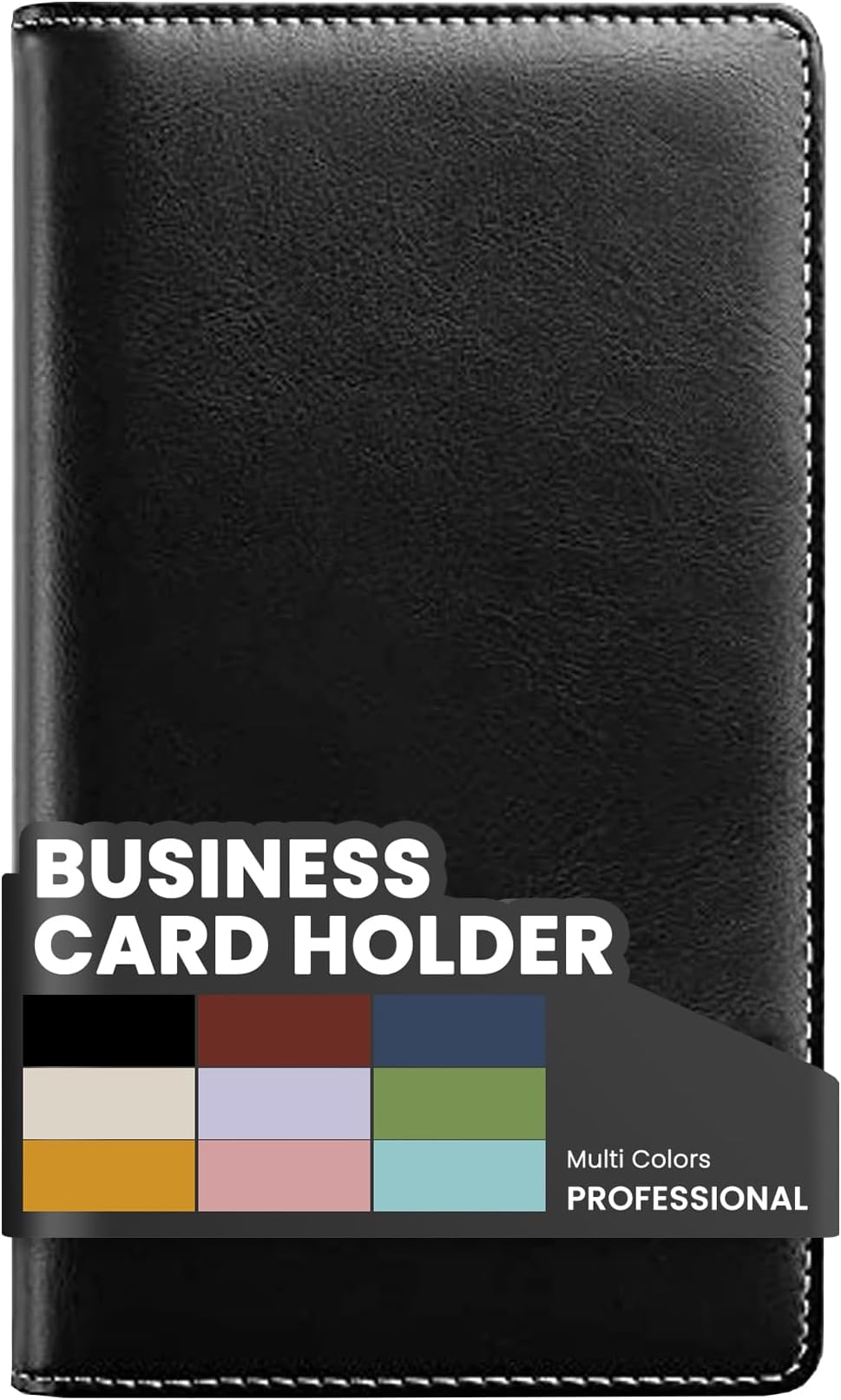 Sooez Leather Professional Business Card Book Holder Organizer, 240 Capacity Credit Card Booklet, PU Name Cards Holder Storage File for Men Women, 7.7 x 4.5 Inch, Black