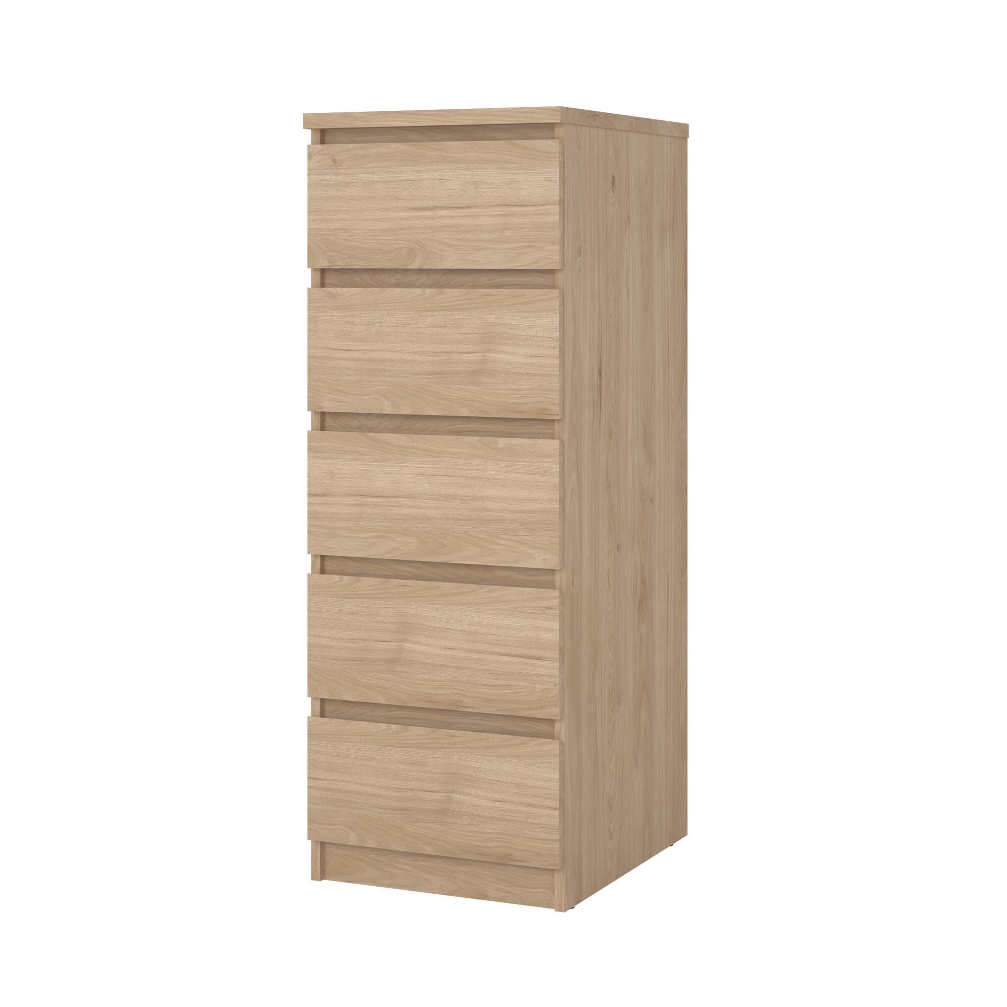 Cómoda, Cajonera Dormitorio SIL Oak con 5 Cajones, Color Jackson Hickory, 41 x 50 x 112 cm