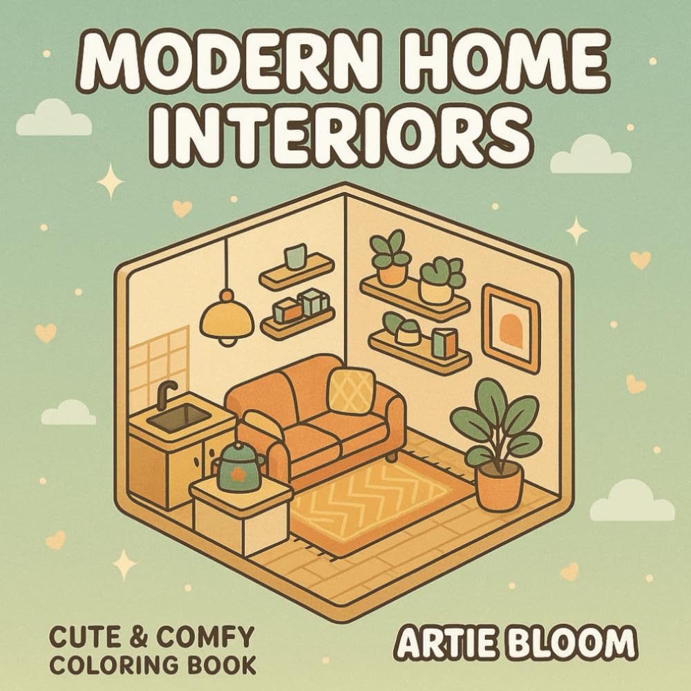 Modern Home Interiors Coloring Book: Stylish Scandinavian, Boho & Minimalist Spaces for Relaxing and Inspiring Home Design Coloring