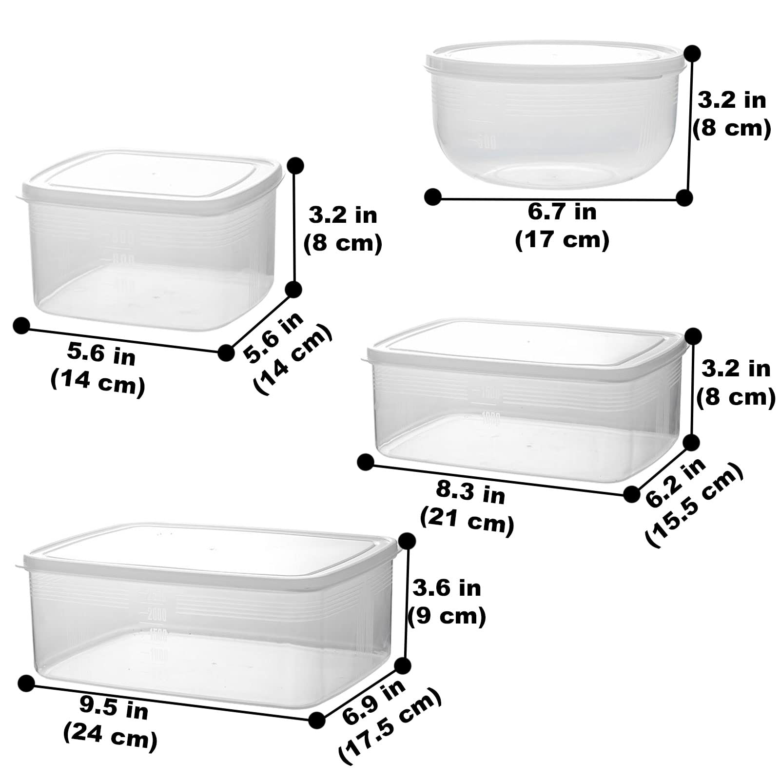 Caja De Almacenamiento del Refrigerador,Alta Capacidad Juego De Cajas De Almacenamiento con Tapa,Apto para Nevera Cocina Despensa Armarios Encimeras Cosméticos (B)