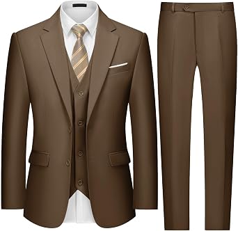 MAGE MALE Mens 2 Button 3-Piece Suits Slim Fit Tuxedo Set Wedding Business