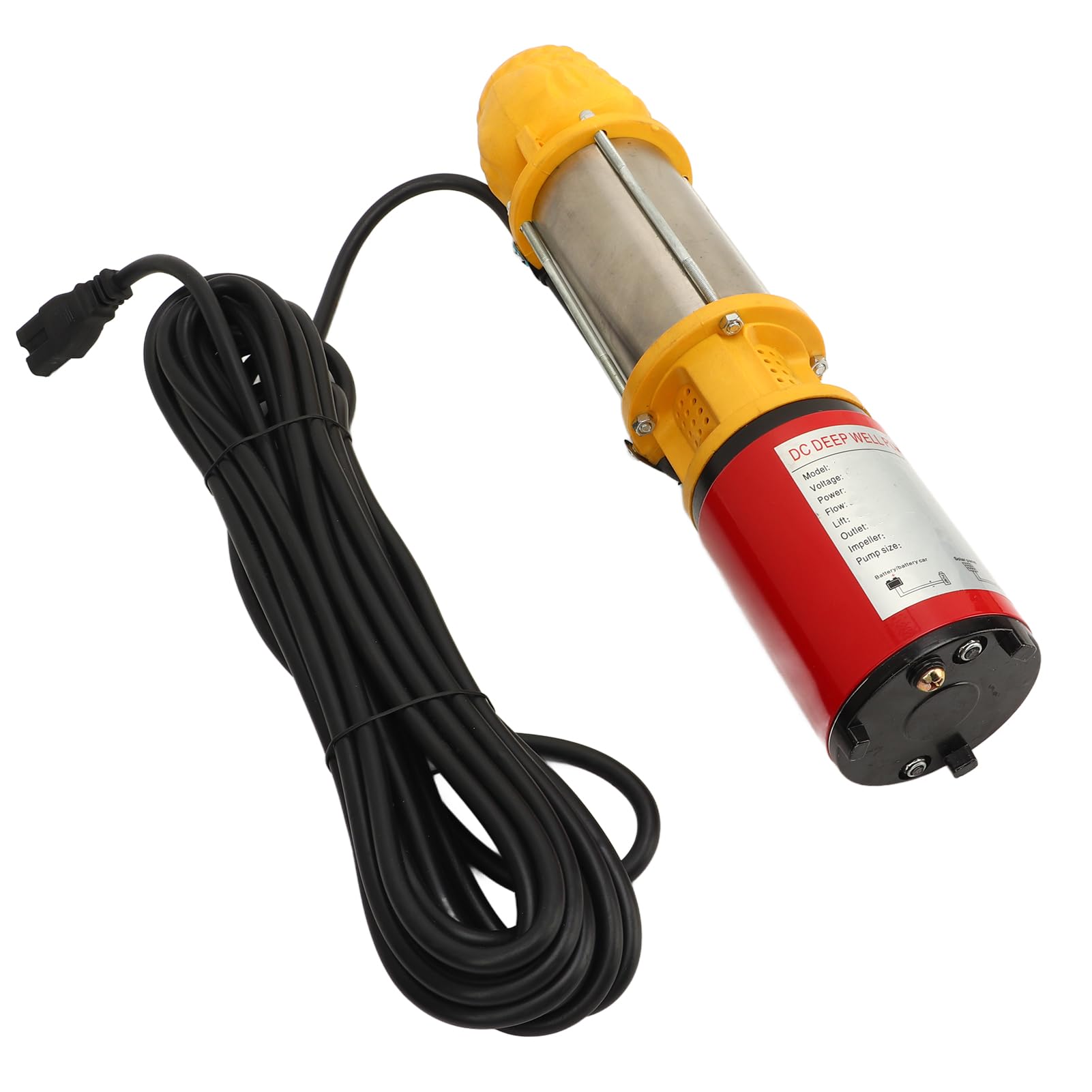 Bomba Solar de Pozo Profundo de 12V y 250W, Bomba de Agua de CC de 5m³/h de Elevación de 8m con 3 Juntas de 1 Pulgada, 1,5 Pulgadas y 2 Pulgadas para Jardines de Riego Agrícola