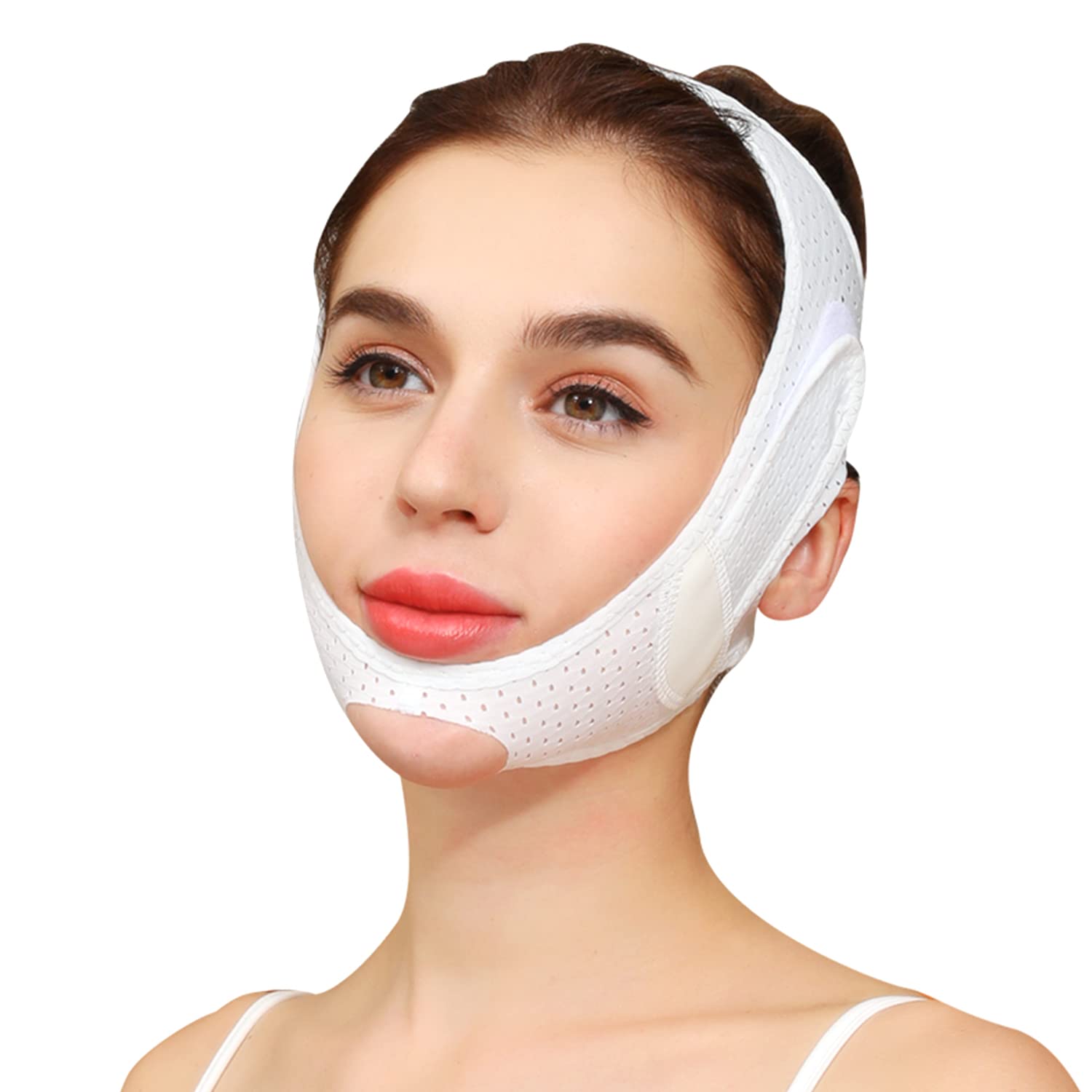Double Chin Reducer Face Slimming Strap V Line. Face, Jaw and Chin support Strap for Women and Men. Tighten and Sculpt Jawline. Lower Jaw support. Reusable, adjustable Straps and Breathable material.