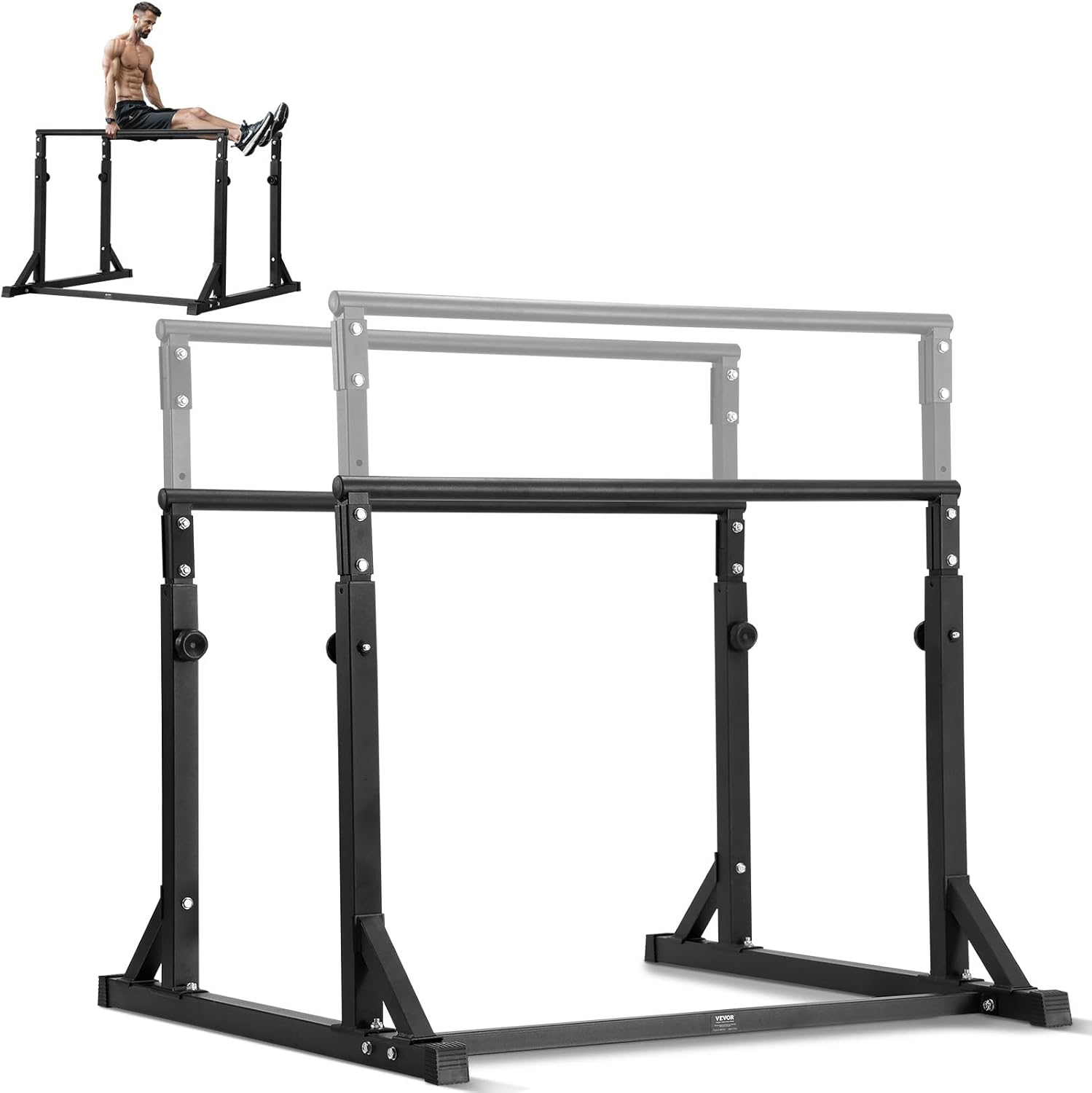 thumbnail image 2 of Dip Bars Trademark Innovations 28.5-inch Exercise Dip Station Bars Work Out Equipment For Home Gym 2 of 11
