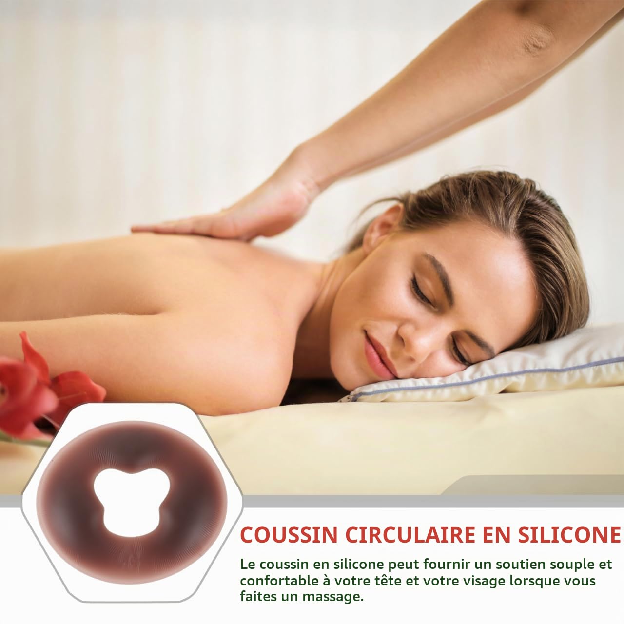 Housoutil Oreiller De Massage en Silicone 11.81X9.84 Pouces Coussin De Visage Et Appui-Tête Souple pour Salon De Beauté Spa Table De Massage Relaxation Confortable