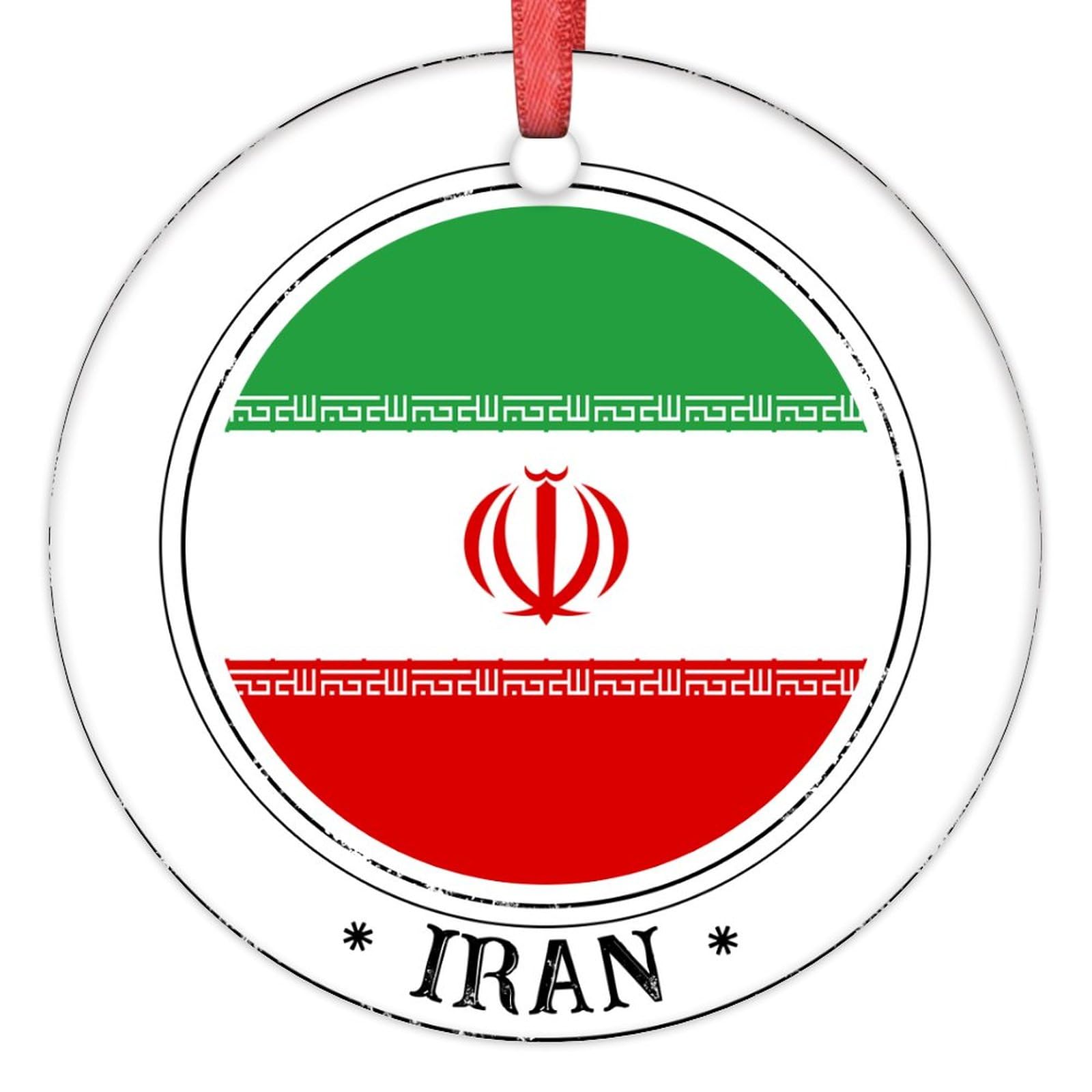 LITTLEGROVE SEEDS Iran Flag Christmas Ornaments Iran Christmas Decorations for Tree Country City Souvenir Personalized Christmas Ornaments 2023 Holiday Christmas Keepsake New Year Birthday Gifts