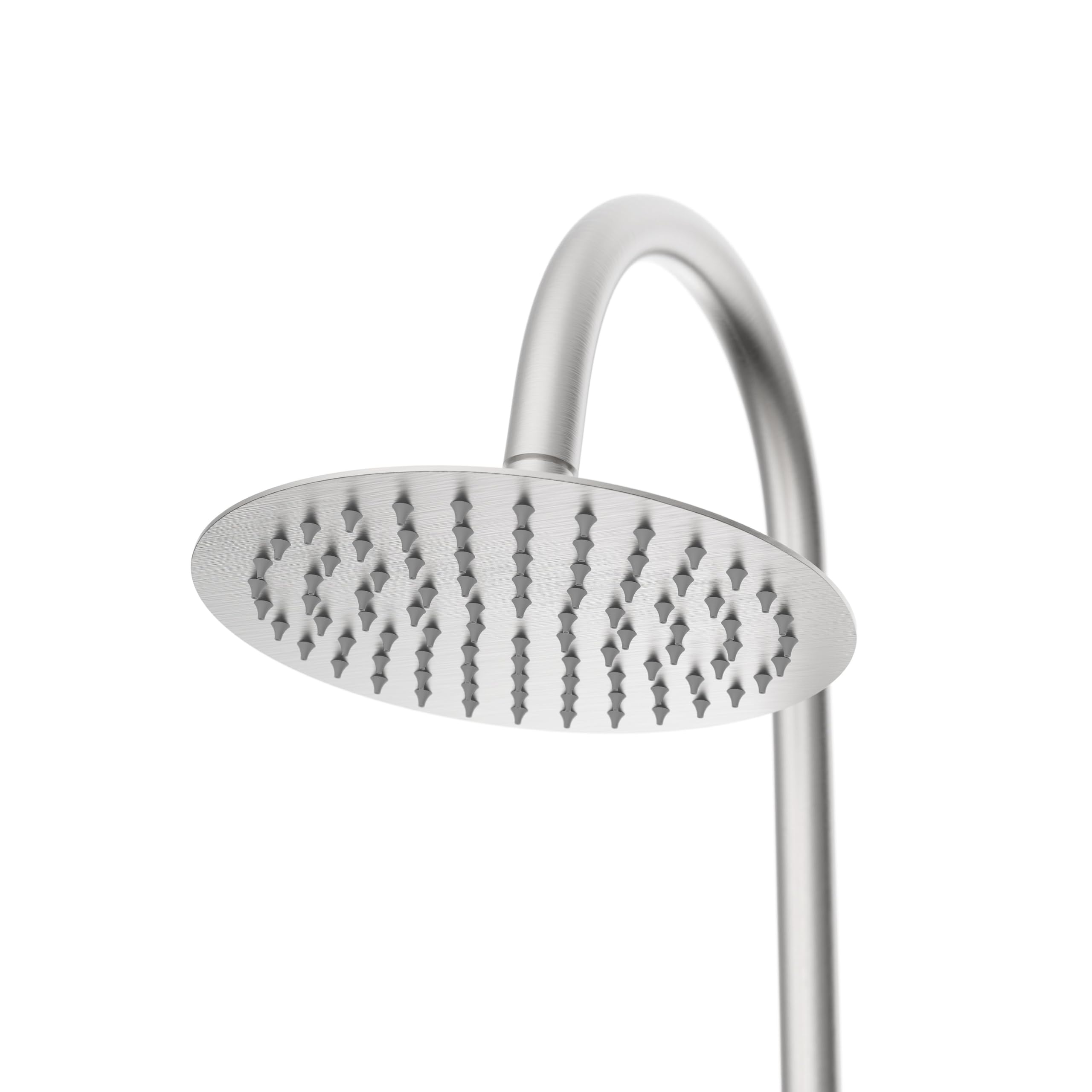 Gartendusche Classic SPRING 229 cm Edelstahl gebürstet Outdoor Dusche mit Regenduschkopf Ø20 cm Pooldusche mit Kaltwasseranschluss inkl. Montagematerial