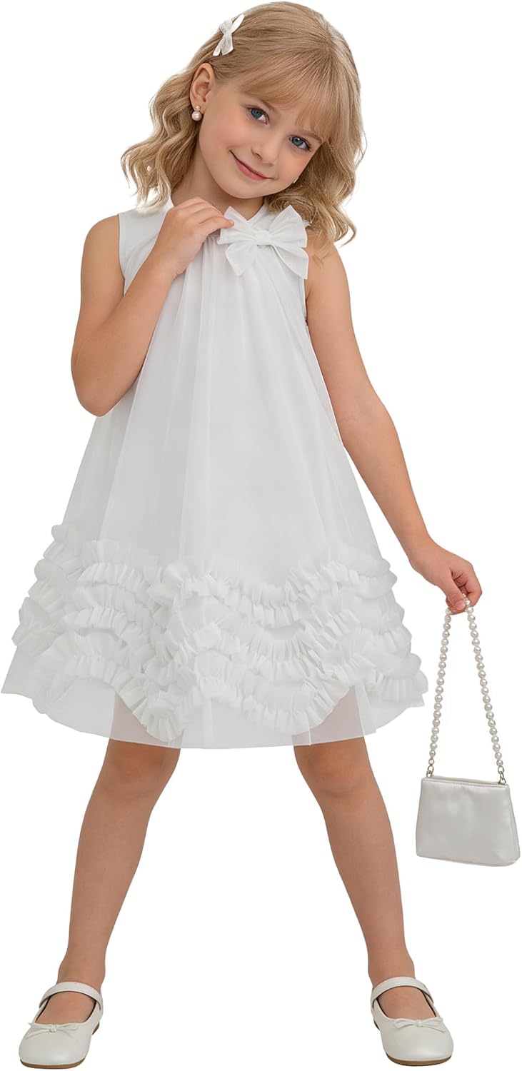 Girls Dress Girl Tulle Dresses Sundress Princess Wedding Sleeveless Flower Dress Toddler 4-12Y