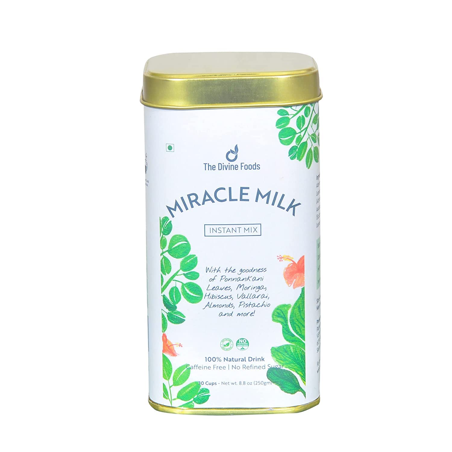 The Divine Foods Miracle Milk Moringa Latte 250 gm - An Ayurvedic Immunity booster Natural Detox Drink- Rich in Antioxidants and Iron