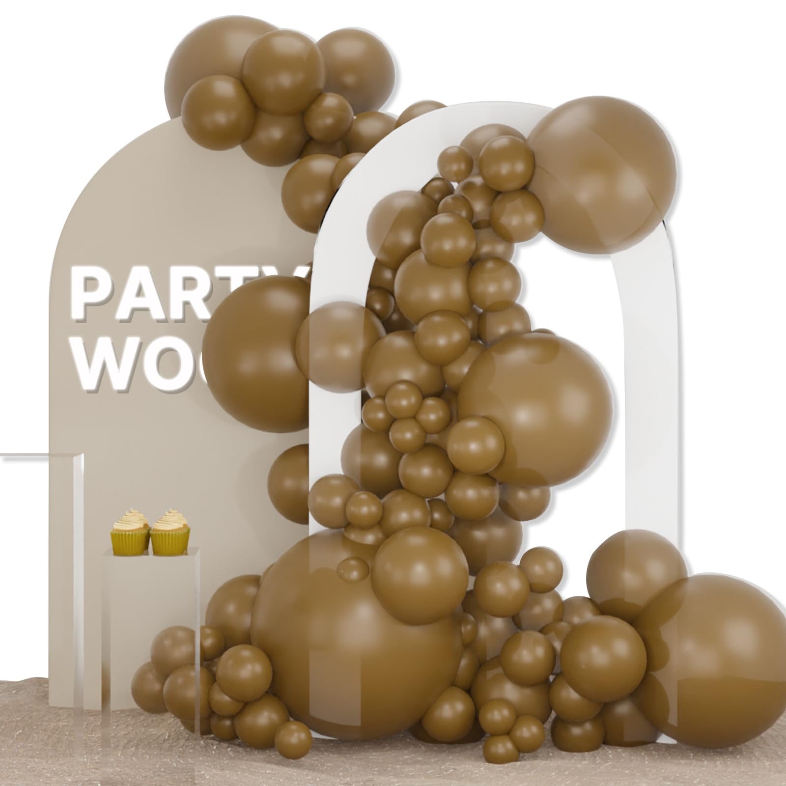 PartyWoo Brown Balloons 127 pcs Different Sizes of 36 18 12 10 5 Inch Boho Neutral Coffee Dark Brown Balloon Arch Kit Garland for Wedding Baby Shower Gender Reveal Birthday Party Decorations Brown-F09