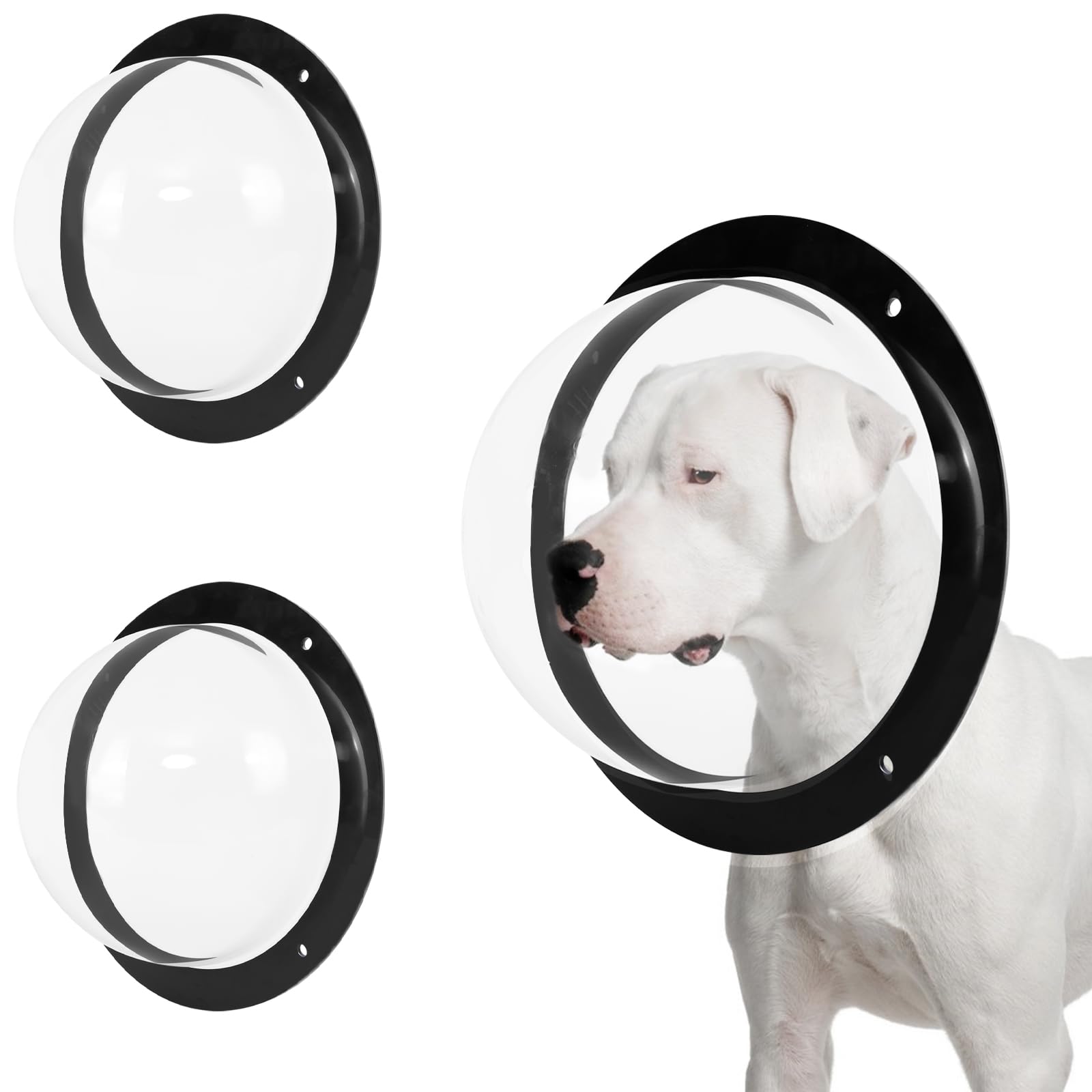 Auveach 2 Pack Dog Fence Window – Acrylic PS Clear Pet Peek Dome for Garden Fencing, Outdoor Playgrounds & Kennels, 12.44" Diameter x 4.92" Depth
