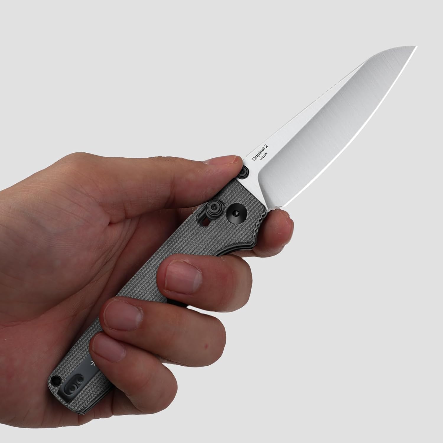 Kizer Original 2 EDC Pocket Knife, 3.19" 14C28N Sheepsfoot Folding Knife with Micarta Handle, Thumb Stud Opener Clutch Lock, for Camping Hiking Fishing V3605.2SA1