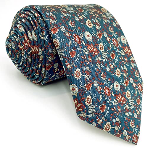 S&W SHLAX&WING Corbatas de Flores para Hombre Multicolor Alga Verde Boda Clásica Tamaño 147cmx8cm