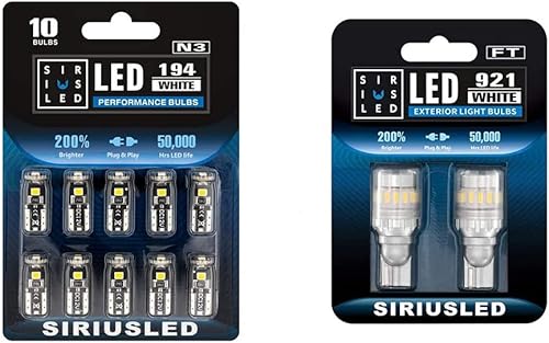 Ahorra un 10% en el paquete de 10 bombillas LED de tamaño 194 y combo de luz de respaldo LED 921..