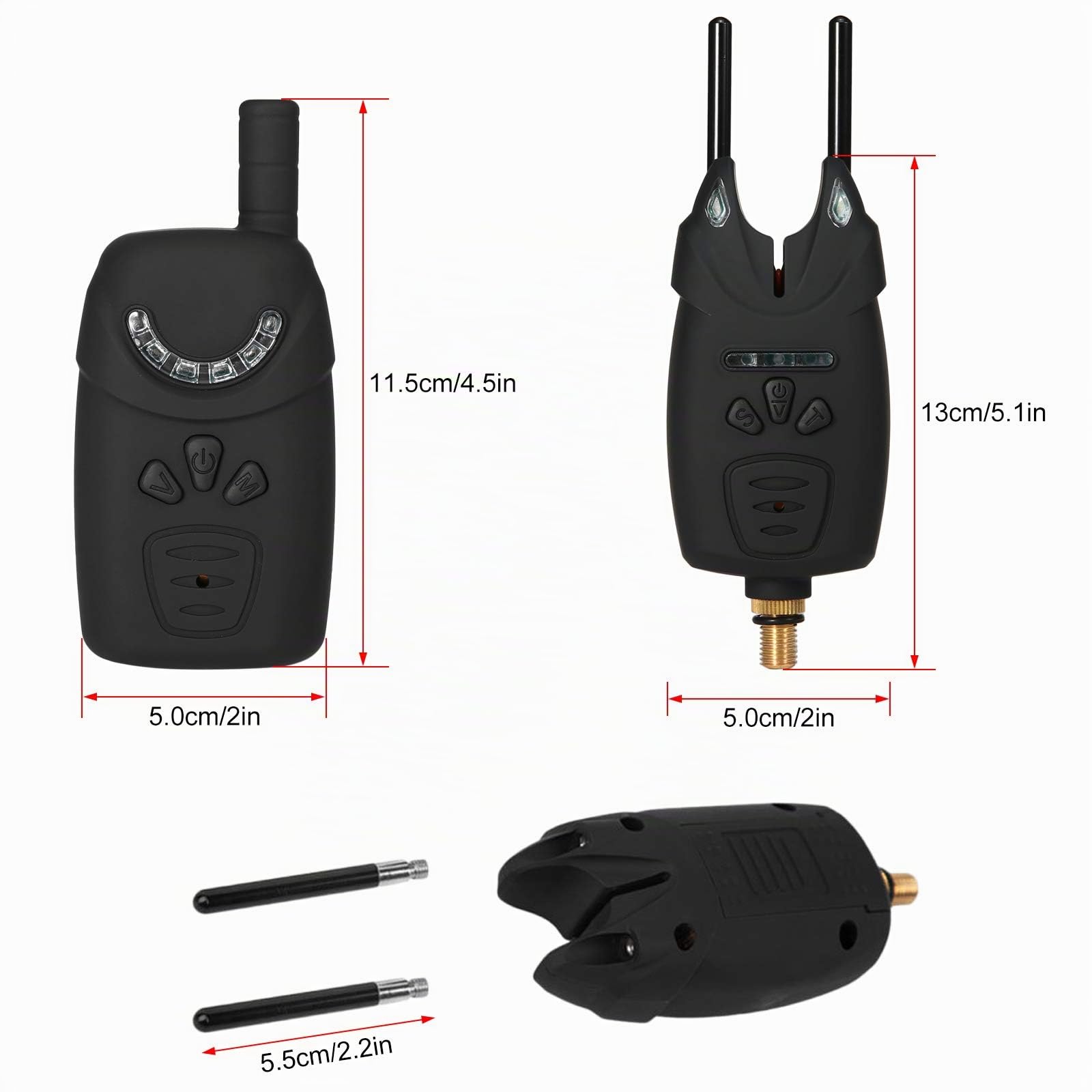 Lixada Alertes de Pêche Électrocniques Alarme de Morsure LED Alarme de Pêche sans Fil Récepteur de Pêche Numérique Kit d'Alerte Sonore avec Étui