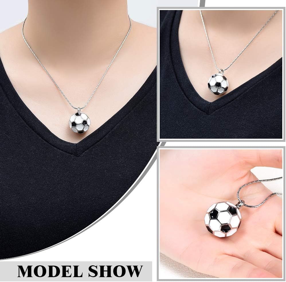 constantlife Football Cremation Jewelry for Ashes Memorial Urn Necklace Stainless Steel Soccer Pendant Keepsake Ashes Holder - Image 4