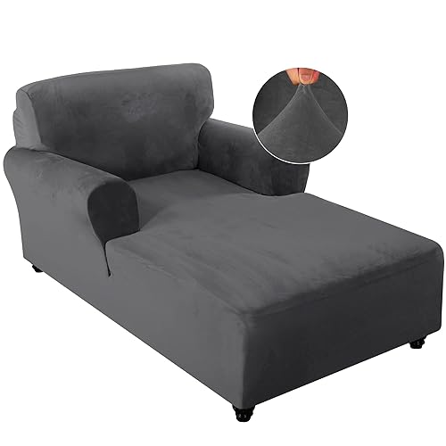 FantasDecor Velvet Chaise Lounge Cover Stretch Double Arm Chair Slipcover