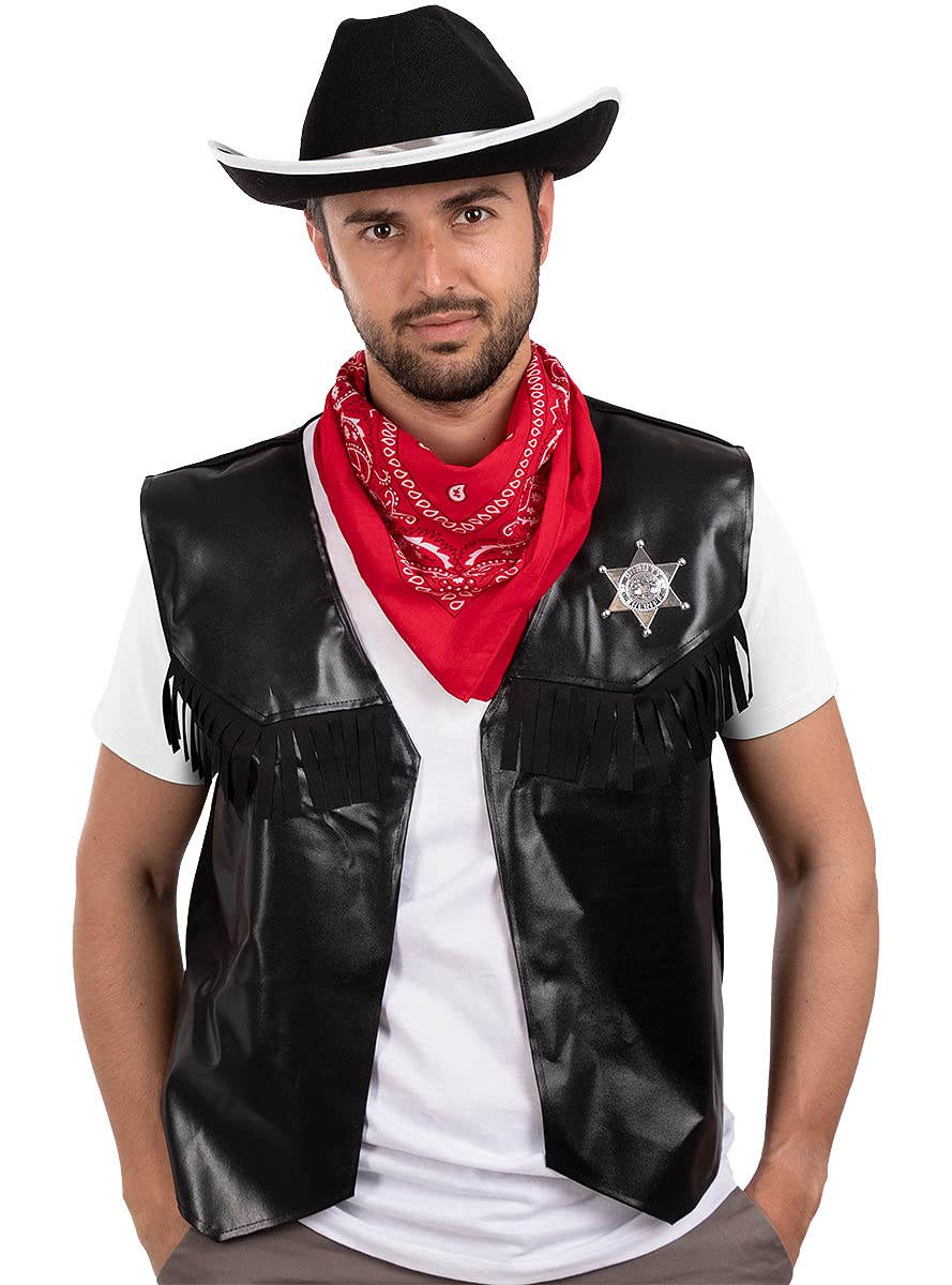 Funidelia | Men's Cowboy Kit Jeans, Indians, Western - Adult Accessories, Costume Accessory - Brown