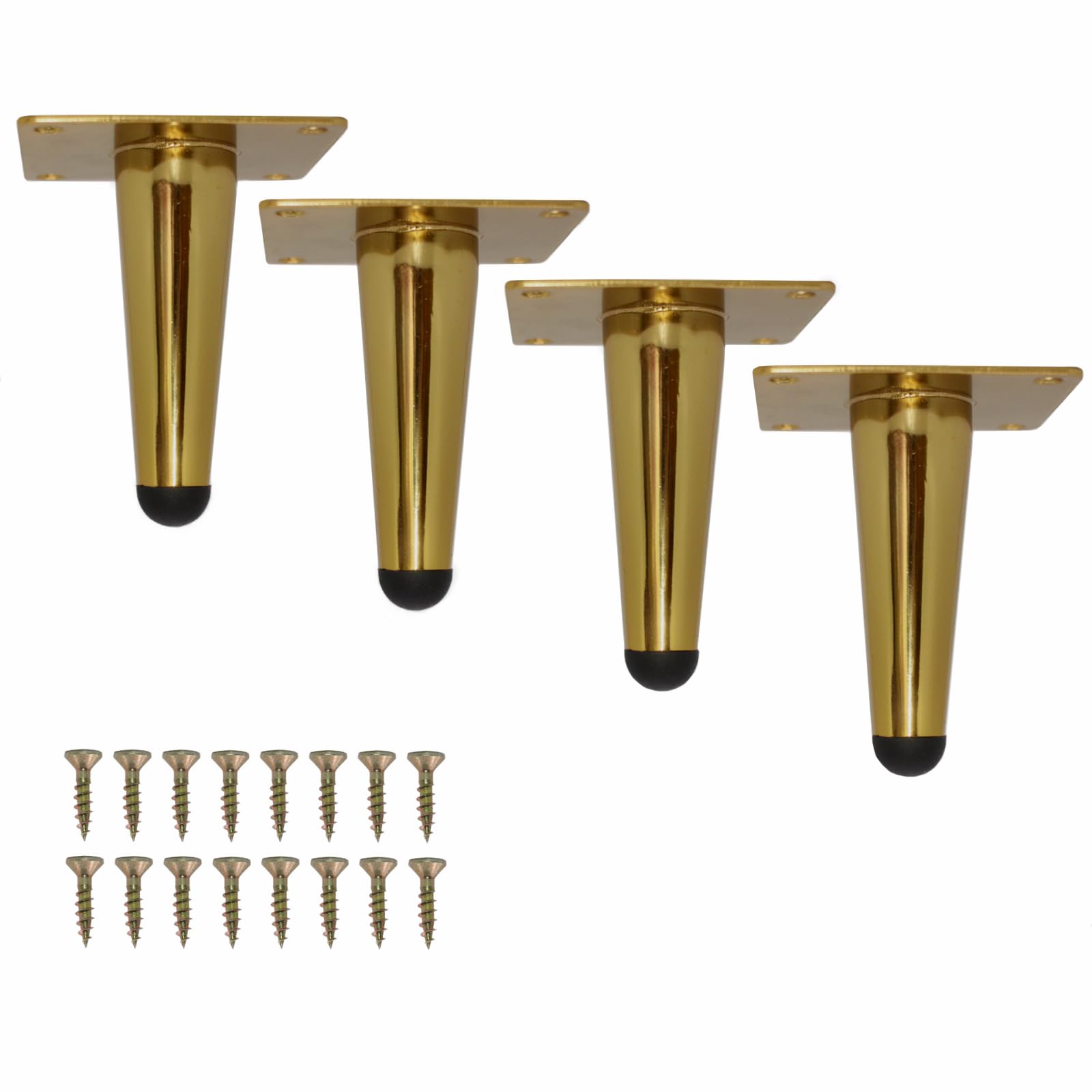 WEICHUAN Straight Furniture Legs Replacement Metal Gold Sofa Couch Chair Ottoman Loveseat Coffee Table Cabinet Legs(4" Set of 4)