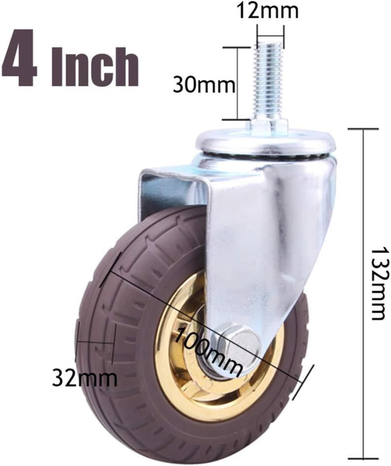キャスター 家具移動 スクリュー式家庭用キャスター サイレントゴム製フラットベッドトロリー 工業用キャスターホイール 4個セット キ