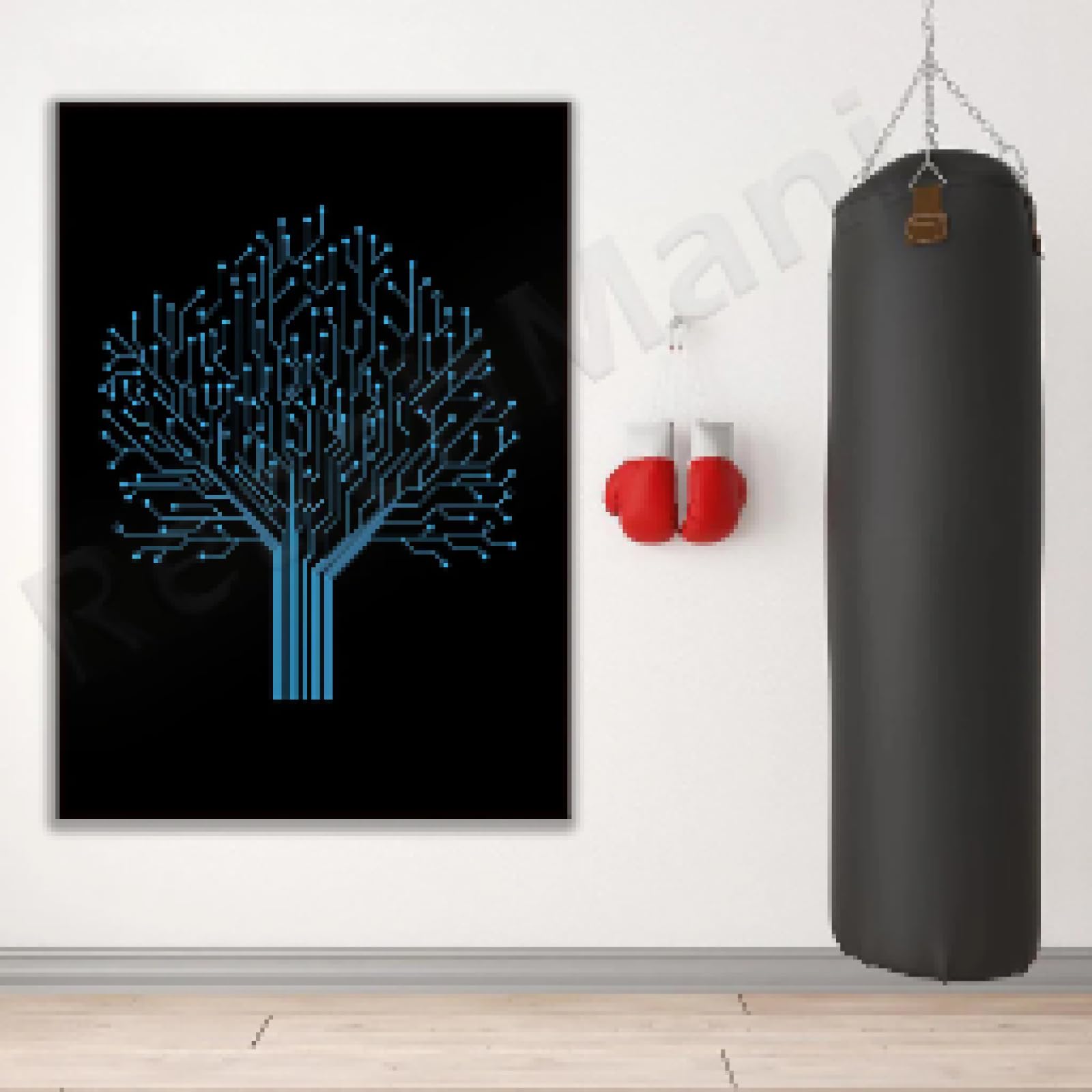 LMAIWANG Arte mural de ingeniero, arte científico, ingeniero de software, impresión artística de programador, póster de decoración del hogar nerd, árbol de circuitos (marco de 80 x 120 cm)