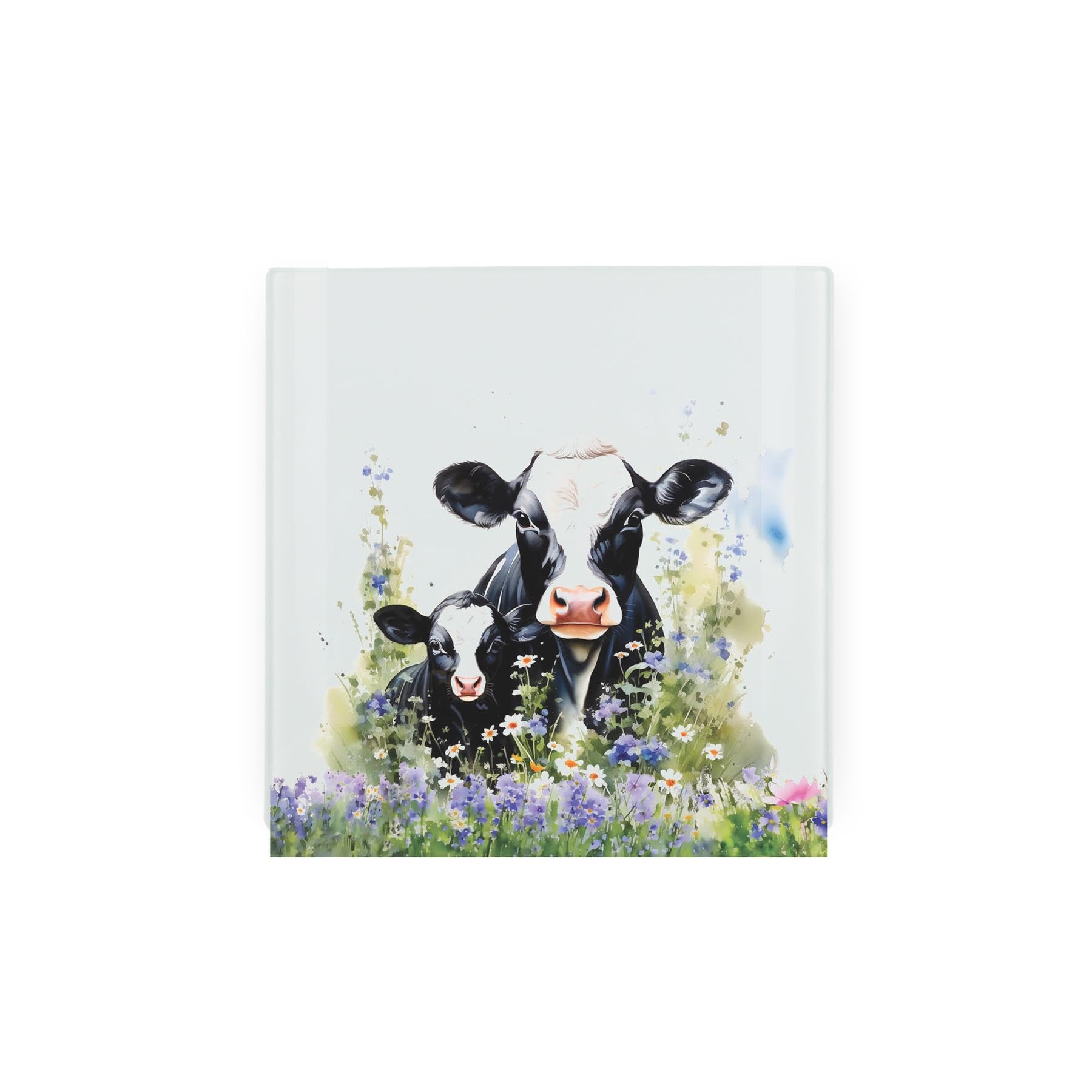 Friesian Cow & Calf Glass Square Pot Stand/Trivet - Countryside Kitchen Gifts