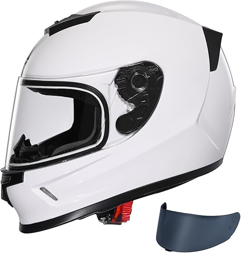 TRIANGLE Casco de motocicleta para niños, casco de cara completa ligero con 2 viseras aprobado por DOT