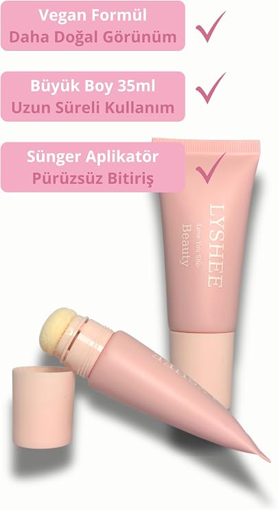 LYSHEE Liquid Blush, Sponge Applicator, Big Size, Dense Silky Pigment (Temptation)