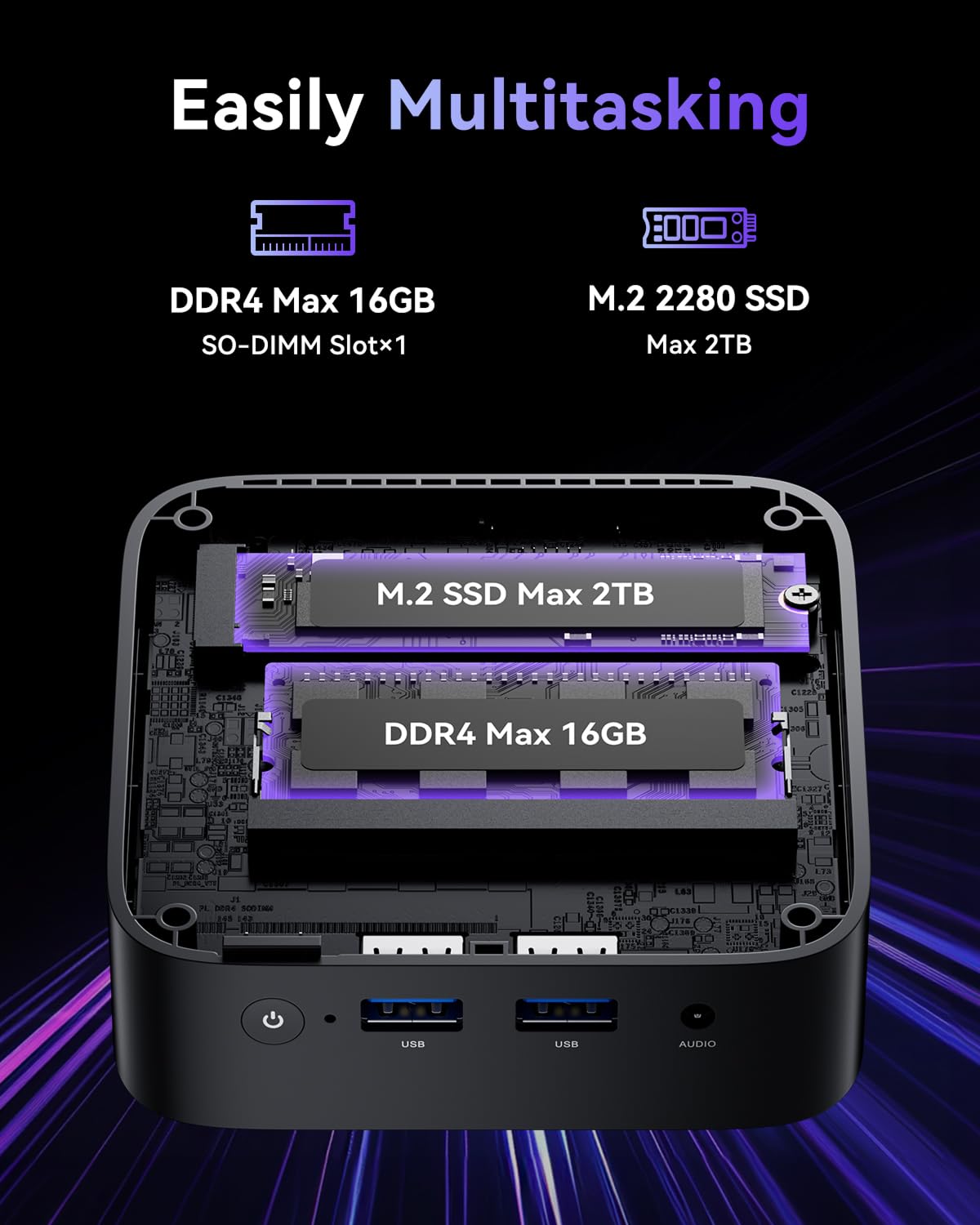 ACEMAGICIAN V1 Mini PC, Intel Twin Lake-N150 (fino a 3,6GHz), 16GB DDR4 1TB M.2 SSD,Mini Computer con W11 Pro | RJ45 | 4K HDMI+DP | WiFi 5 per Ufficio, Scuola