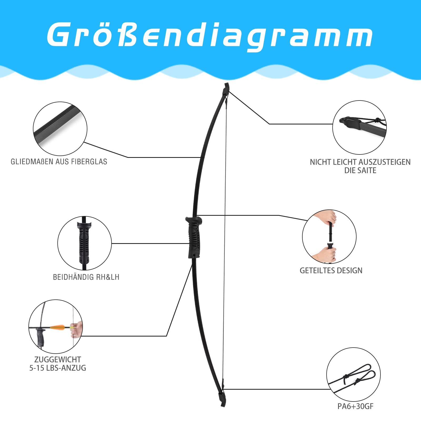 SHARROW 6pcs Tir à L'arc Flèches En Bois 31 Pouces Fait Main Avec 5" Plumes De Flèche Naturelles Pointe De Flèche Têtes Pour Arc Classique Recurve Arc