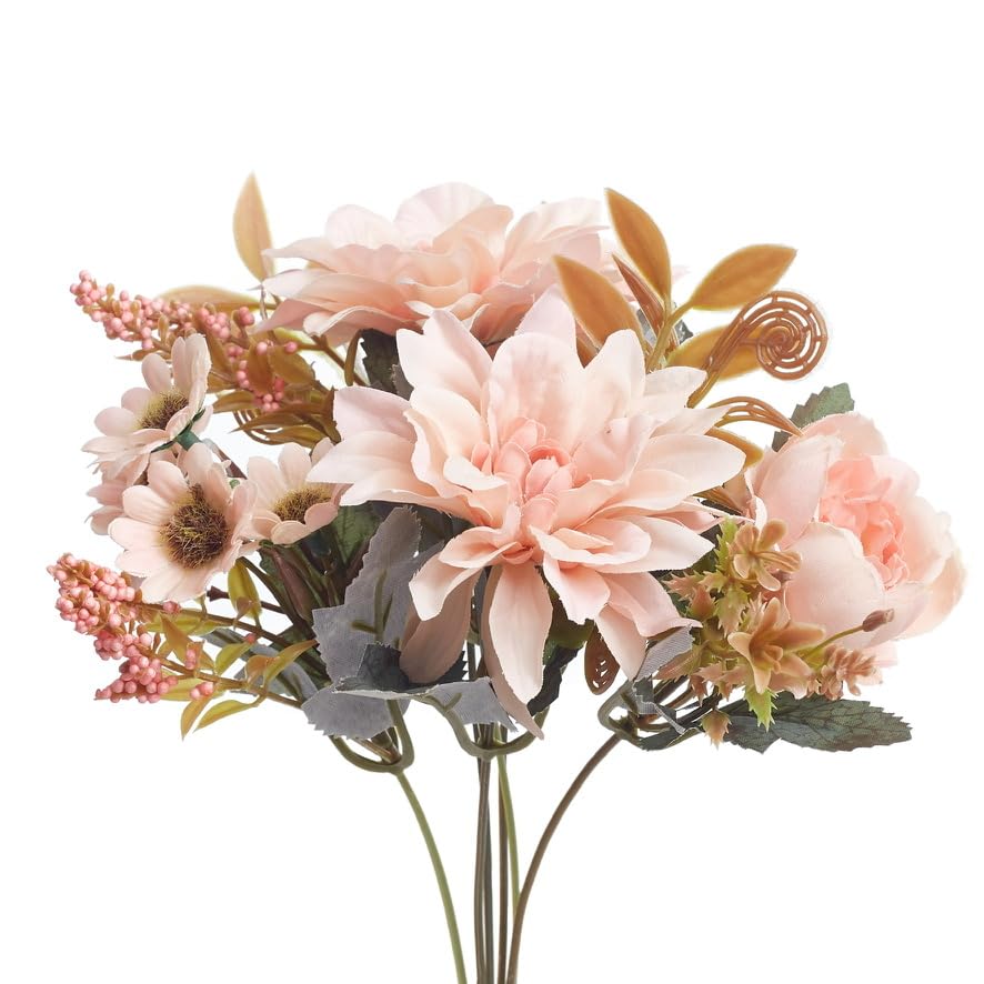 The Baked Studio Silk Artificial Flower Bouquet (Peonies, Dahlia Roses, Daises & Foilage) - Image 4
