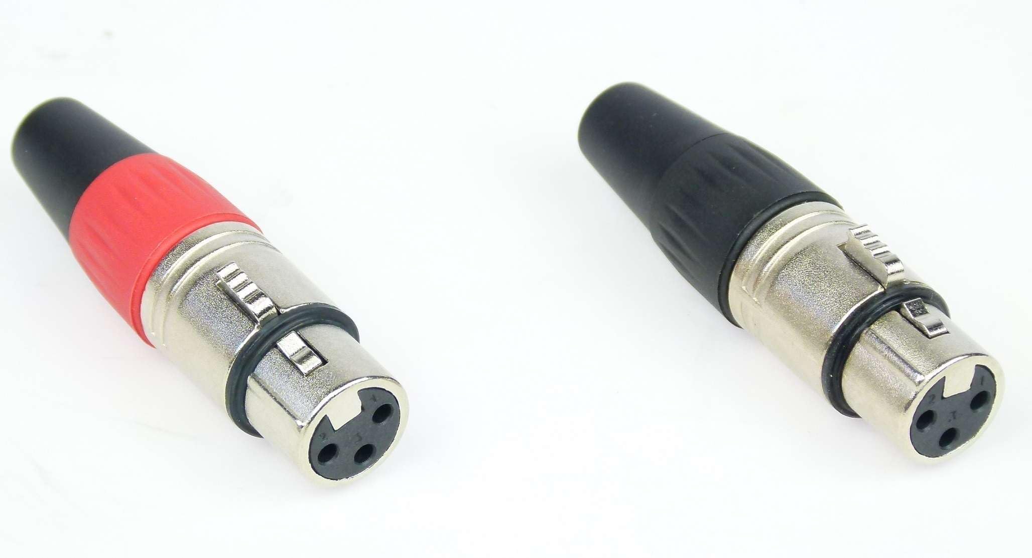 Adam Hall 10 SETs Connectors XLR 3 pol Mikrofon Kabel Stecker male + Kupplung female in ROT + SCHWARZ, versilbert 3 Star Serie