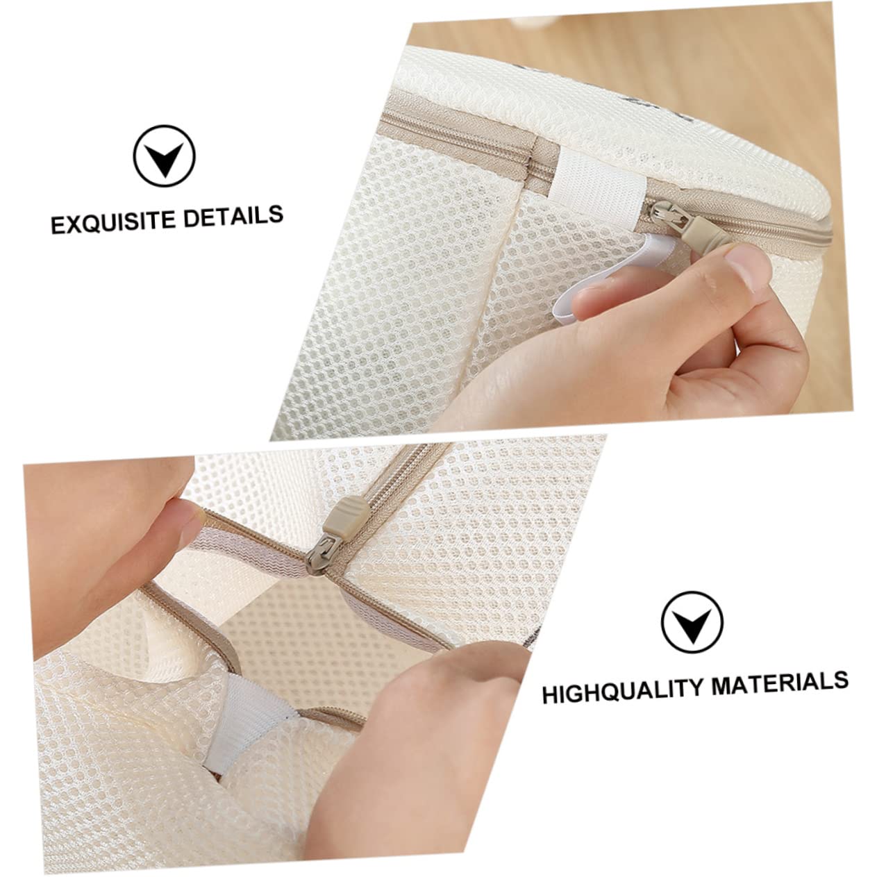 POPETPOP Wäschesäcke 6 Stück Polyester Beige zum Schutz vor Kratzern und Sortieren von Kleidung für Waschmaschine und Aufbewahrung