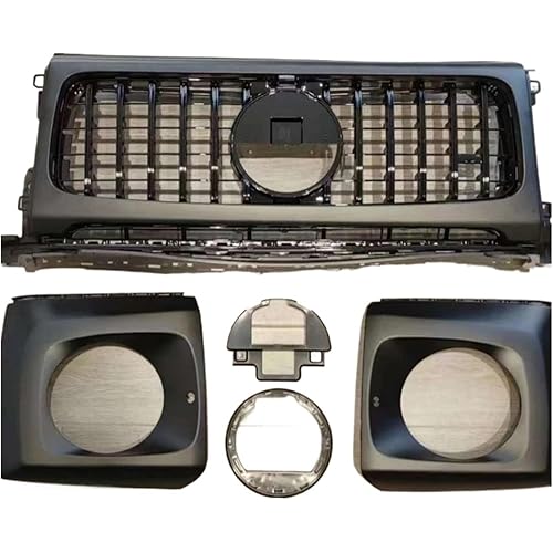 Front Bumper Grille Centre Hood Grill Body Kit Compatible for Mercedes G Class G Wagon W464 2019-2025 G63 G65 AMG Black Silver Car Styling(All Black)