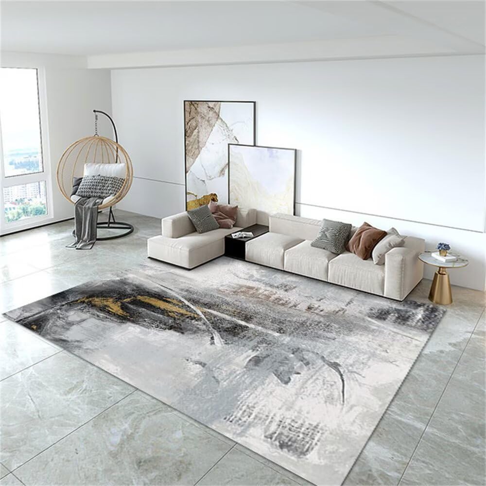 Tapis chambre adolescent abstrait et tout doux, grande descente de lit grise