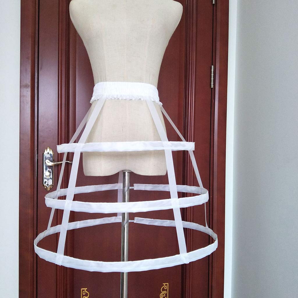 GUMEI Sottogonna Donna 3 Cerchi Pannier Scava Fuori Birdcage Gonna da Sposa Increspature Ampia Cintura Crinolina Slip Trambusto