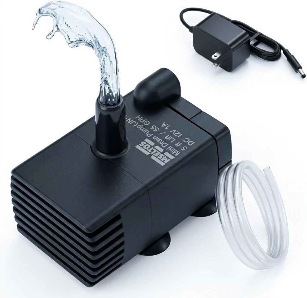 Automatic Small Sump Pump with Water Sensor, 5 FT Lift 55 GPH 115V/230V Mini Condensate Pump with Float Switch, Water Removal for Dehumidifier, Air Conditioner, Ice Maker, Basement, Auto On Off