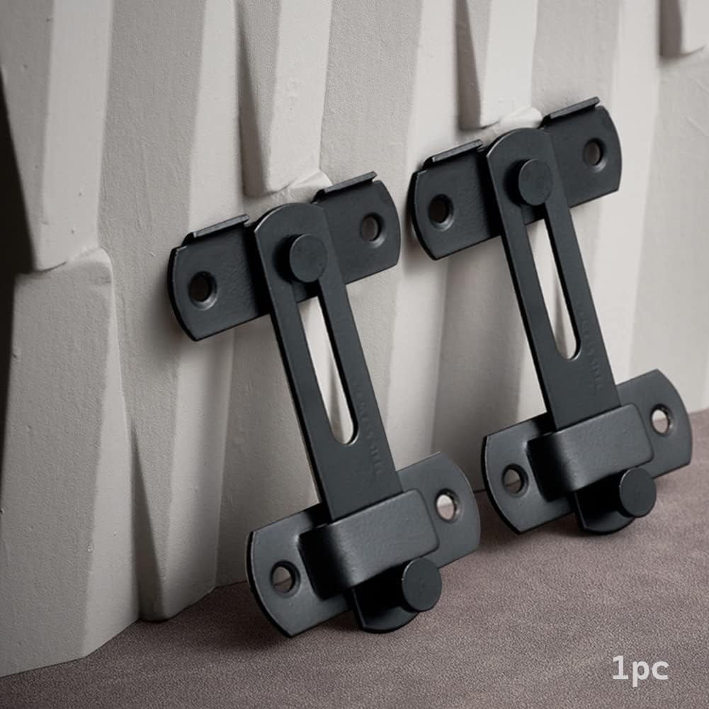 Flip Door Latch, 180 Degree Heavy Duty Bar Gate Latches Sliding Barn Door Lock, Easy Installation, for Barn, Bathroom, Garage, Cabinet(Black)